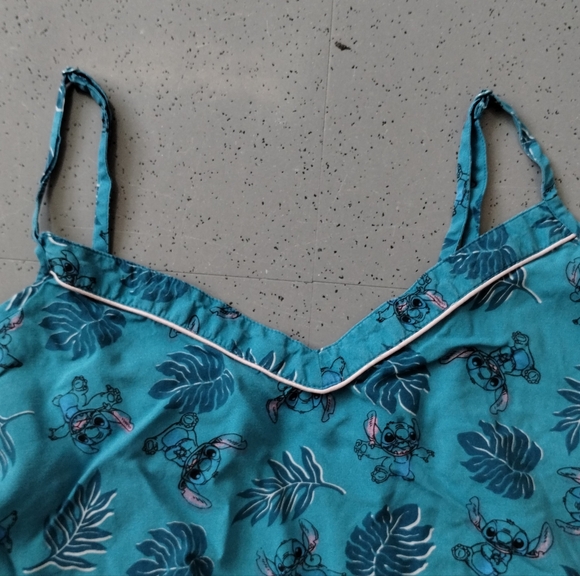 Disney  LILO AND STITCH Teal Blue PJ Pajama Night Sleep Wear Shirt Tank Top Girl - Picture 5 of 10